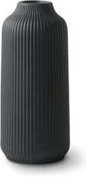 flature Ceramic Vase with Grooves Black Matt 21cm